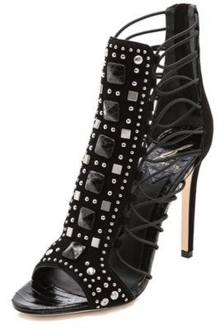 Brian Atwood Lalouche Studded Stiletto Heels Size 7 1/2 Womens Shoes Edgy Caged